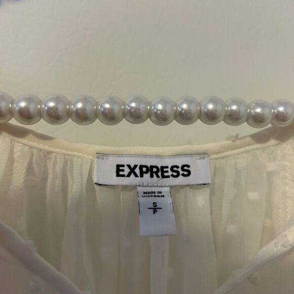 Express women’s sheer ruffle lacy fairy top size small embroidered feminine crea - Picture 7 of 11